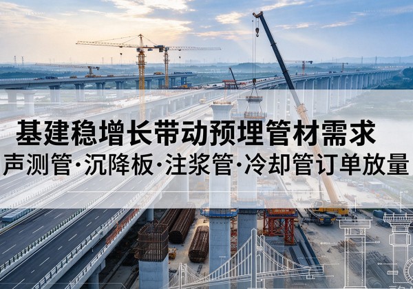 南城基建稳增长带动预埋监测管材需求，声测管、沉降板、注浆管订单持续放量